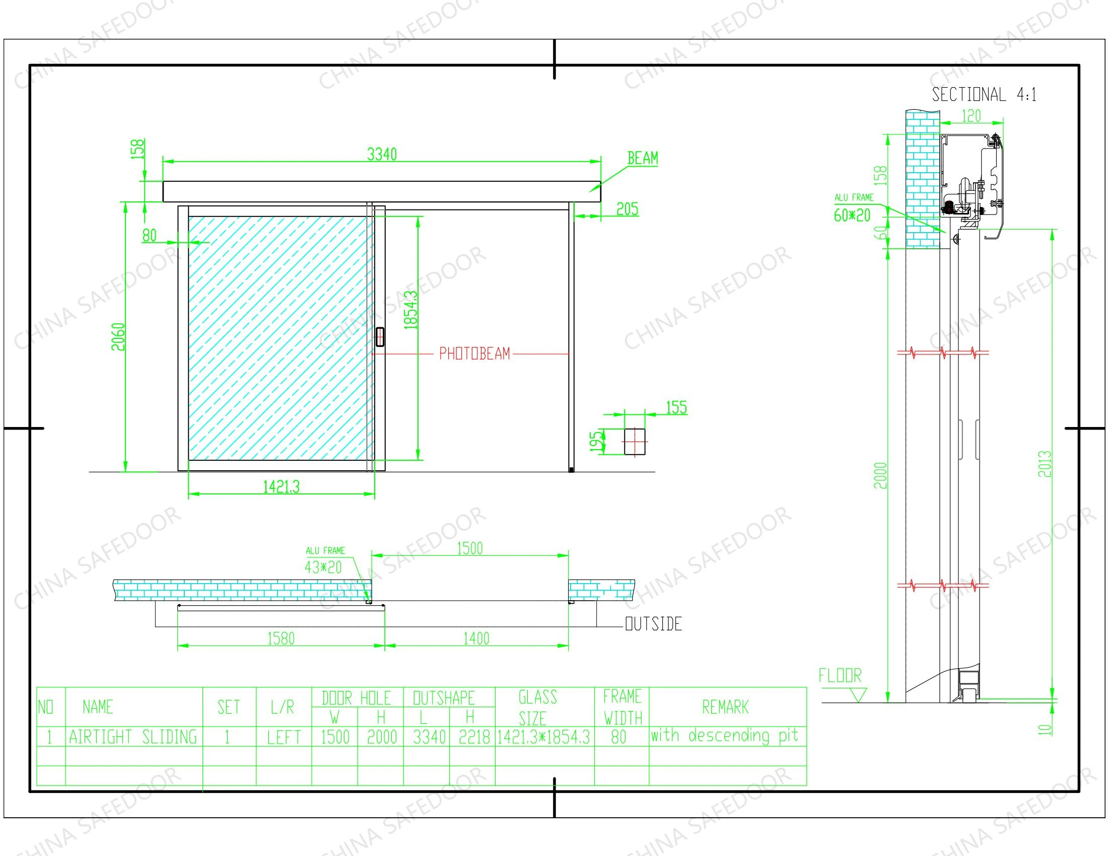 DRAWING-FULL GLASS AIRTIGHT SLIDINBG DOOR 【LEFT 1500x2000】_00 DRAWING-FULL GLASS AIRTIGHT SLIDINBG DOOR 【LEFT 1500x2000】_00